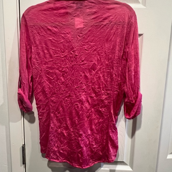 NWT-Pure Amici pink button down shirt with roll up sleeves - Picture 4 of 4
